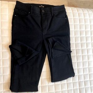 Whbm black slim straight jeans.